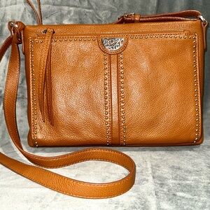 Brighton Pretty Tough Jagger Studded Leather Crossbody Organizer Purse Bag
